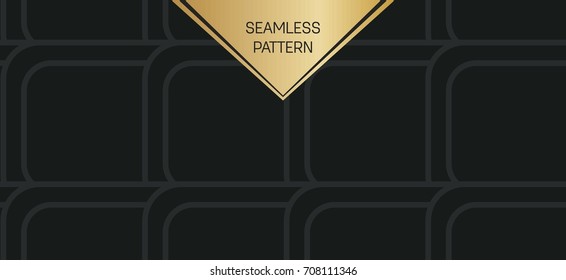 Abstract concept vector monochrome geometric pattern. Dark blue, gold minimal background. Creative illustration template. Seamless stylish texture. For wallpaper, surface, web design, textile, decor