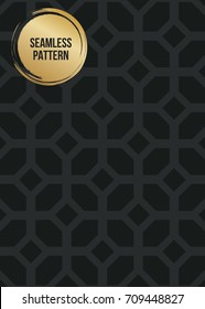 Abstract concept vector monochrome geometric pattern. Dark blue, gold minimal background. Creative illustration template. Seamless stylish texture. For wallpaper, surface, web design, textile, decor
