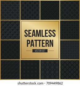 Abstract concept vector monochrome geometric pattern. Dark blue, gold minimal background. Creative illustration template. Seamless stylish texture. For wallpaper, surface, web design, textile, decor