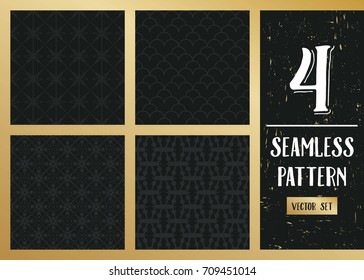 Abstract concept vector monochrome geometric pattern. Dark blue, gold minimal background. Creative illustration template. Seamless stylish texture. For wallpaper, surface, web design, textile, decor