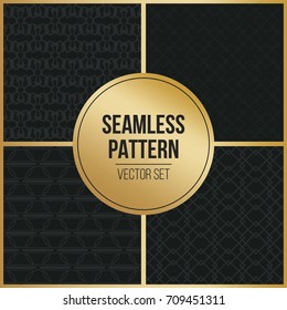 Abstract concept vector monochrome geometric pattern. Dark blue, gold minimal background. Creative illustration template. Seamless stylish texture. For wallpaper, surface, web design, textile, decor