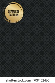 Abstract concept vector monochrome geometric pattern. Dark blue, gold minimal background. Creative illustration template. Seamless stylish texture. For wallpaper, surface, web design, textile, decor