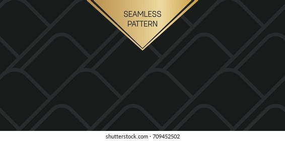Abstract concept vector monochrome geometric pattern. Dark blue, gold minimal background. Creative illustration template. Seamless stylish texture. For wallpaper, surface, web design, textile, decor
