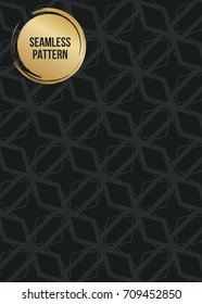 Abstract concept vector monochrome geometric pattern. Dark blue, gold minimal background. Creative illustration template. Seamless stylish texture. For wallpaper, surface, web design, textile, decor