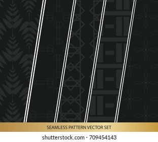 Abstract concept vector monochrome geometric pattern. Dark blue, gold minimal background. Creative illustration template. Seamless stylish texture. For wallpaper, surface, web design, textile, decor