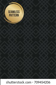 Abstract concept vector monochrome geometric pattern. Dark blue, gold minimal background. Creative illustration template. Seamless stylish texture. For wallpaper, surface, web design, textile, decor