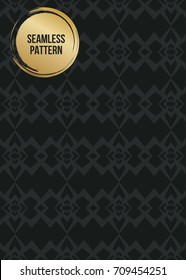 Abstract concept vector monochrome geometric pattern. Dark blue, gold minimal background. Creative illustration template. Seamless stylish texture. For wallpaper, surface, web design, textile, decor