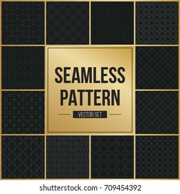 Abstract concept vector monochrome geometric pattern. Dark blue, gold minimal background. Creative illustration template. Seamless stylish texture. For wallpaper, surface, web design, textile, decor