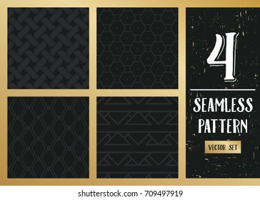 Abstract concept vector monochrome geometric pattern. Dark blue, gold minimal background. Creative illustration template. Seamless stylish texture. For wallpaper, surface, web design, textile, decor
