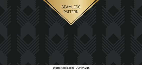 Abstract concept vector monochrome geometric pattern. Dark blue, gold minimal background. Creative illustration template. Seamless stylish texture. For wallpaper, surface, web design, textile, decor