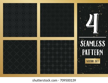 Abstract concept vector monochrome geometric pattern. Dark blue, gold minimal background. Creative illustration template. Seamless stylish texture. For wallpaper, surface, web design, textile, decor