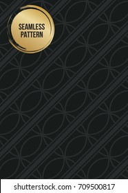 Abstract concept vector monochrome geometric pattern. Dark blue, gold minimal background. Creative illustration template. Seamless stylish texture. For wallpaper, surface, web design, textile, decor