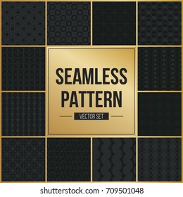 Abstract concept vector monochrome geometric pattern. Dark blue, gold minimal background. Creative illustration template. Seamless stylish texture. For wallpaper, surface, web design, textile, decor