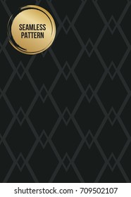 Abstract concept vector monochrome geometric pattern. Dark blue, gold minimal background. Creative illustration template. Seamless stylish texture. For wallpaper, surface, web design, textile, decor