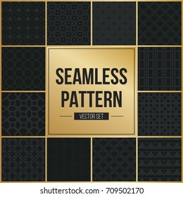 Abstract concept vector monochrome geometric pattern. Dark blue, gold minimal background. Creative illustration template. Seamless stylish texture. For wallpaper, surface, web design, textile, decor