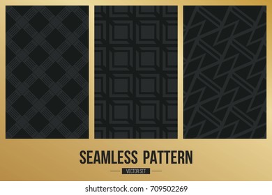 Abstract concept vector monochrome geometric pattern. Dark blue, gold minimal background. Creative illustration template. Seamless stylish texture. For wallpaper, surface, web design, textile, decor