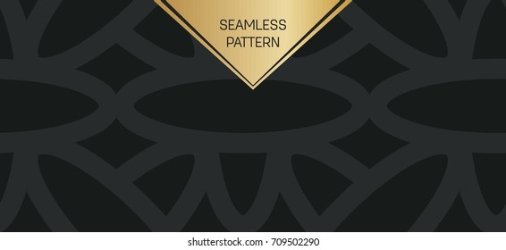 Abstract concept vector monochrome geometric pattern. Dark blue, gold minimal background. Creative illustration template. Seamless stylish texture. For wallpaper, surface, web design, textile, decor