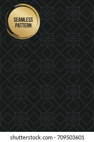 Abstract concept vector monochrome geometric pattern. Dark blue, gold minimal background. Creative illustration template. Seamless stylish texture. For wallpaper, surface, web design, textile, decor