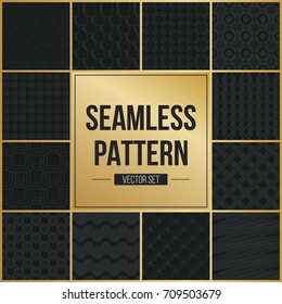 Abstract concept vector monochrome geometric pattern. Dark blue, gold minimal background. Creative illustration template. Seamless stylish texture. For wallpaper, surface, web design, textile, decor