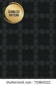 Abstract concept vector monochrome geometric pattern. Dark blue, gold minimal background. Creative illustration template. Seamless stylish texture. For wallpaper, surface, web design, textile, decor