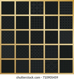 Abstract concept vector monochrome geometric pattern. Dark blue, gold minimal background. Creative illustration template. Seamless stylish texture. For wallpaper, surface, web design, textile, decor