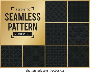 Abstract concept vector monochrome geometric pattern. Dark blue, gold minimal background. Creative illustration template. Seamless stylish texture. For wallpaper, surface, web design, textile, decor