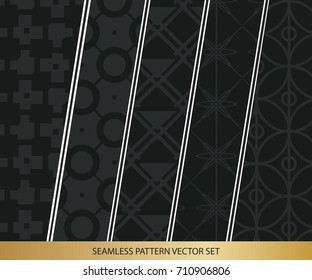Abstract concept vector monochrome geometric pattern. Dark blue, gold minimal background. Creative illustration template. Seamless stylish texture. For wallpaper, surface, web design, textile, decor
