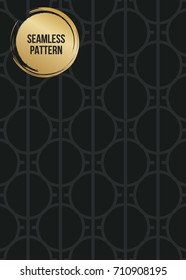 Abstract concept vector monochrome geometric pattern. Dark blue, gold minimal background. Creative illustration template. Seamless stylish texture. For wallpaper, surface, web design, textile, decor