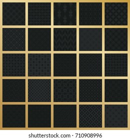 Abstract concept vector monochrome geometric pattern. Dark blue, gold minimal background. Creative illustration template. Seamless stylish texture. For wallpaper, surface, web design, textile, decor
