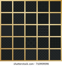 Abstract concept vector monochrome geometric pattern. Dark blue, gold minimal background. Creative illustration template. Seamless stylish texture. For wallpaper, surface, web design, textile, decor