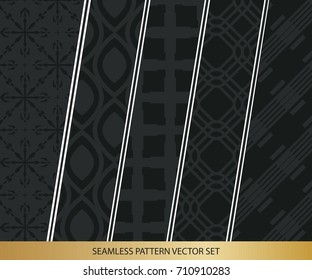 Abstract concept vector monochrome geometric pattern. Dark blue, gold minimal background. Creative illustration template. Seamless stylish texture. For wallpaper, surface, web design, textile, decor