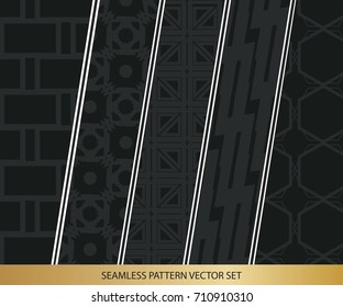 Abstract concept vector monochrome geometric pattern. Dark blue, gold minimal background. Creative illustration template. Seamless stylish texture. For wallpaper, surface, web design, textile, decor