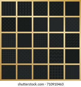 Abstract concept vector monochrome geometric pattern. Dark blue, gold minimal background. Creative illustration template. Seamless stylish texture. For wallpaper, surface, web design, textile, decor