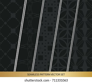 Abstract concept vector monochrome geometric pattern. Dark blue, gold minimal background. Creative illustration template. Seamless stylish texture. For wallpaper, surface, web design, textile, decor