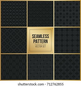 Abstract concept vector monochrome geometric pattern. Dark blue, gold minimal background. Creative illustration template. Seamless stylish texture. For wallpaper, surface, web design, textile, decor