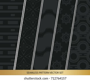 Abstract concept vector monochrome geometric pattern. Dark blue, gold minimal background. Creative illustration template. Seamless stylish texture. For wallpaper, surface, web design, textile, decor