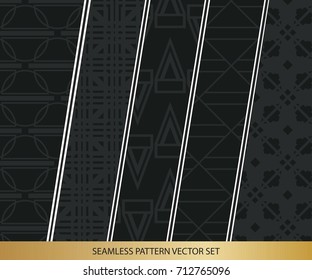 Abstract concept vector monochrome geometric pattern. Dark blue, gold minimal background. Creative illustration template. Seamless stylish texture. For wallpaper, surface, web design, textile, decor