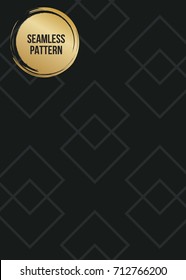 Abstract concept vector monochrome geometric pattern. Dark blue, gold minimal background. Creative illustration template. Seamless stylish texture. For wallpaper, surface, web design, textile, decor