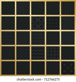 Abstract concept vector monochrome geometric pattern. Dark blue, gold minimal background. Creative illustration template. Seamless stylish texture. For wallpaper, surface, web design, textile, decor