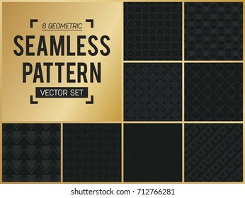 Abstract concept vector monochrome geometric pattern. Dark blue, gold minimal background. Creative illustration template. Seamless stylish texture. For wallpaper, surface, web design, textile, decor