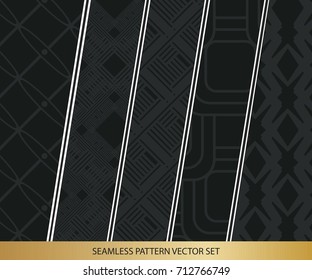 Abstract concept vector monochrome geometric pattern. Dark blue, gold minimal background. Creative illustration template. Seamless stylish texture. For wallpaper, surface, web design, textile, decor