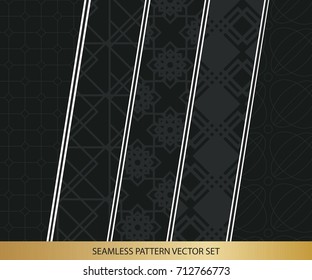 Abstract concept vector monochrome geometric pattern. Dark blue, gold minimal background. Creative illustration template. Seamless stylish texture. For wallpaper, surface, web design, textile, decor