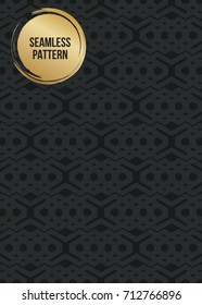 Abstract concept vector monochrome geometric pattern. Dark blue, gold minimal background. Creative illustration template. Seamless stylish texture. For wallpaper, surface, web design, textile, decor