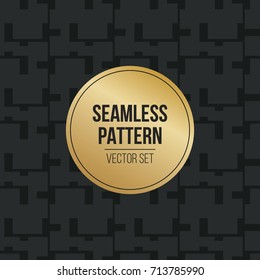 Abstract concept vector monochrome geometric pattern. Dark blue, gold minimal background. Creative illustration template. Seamless stylish texture. For wallpaper, surface, web design, textile, decor