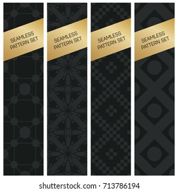Abstract concept vector monochrome geometric pattern. Dark blue, gold minimal background. Creative illustration template. Seamless stylish texture. For wallpaper, surface, web design, textile, decor