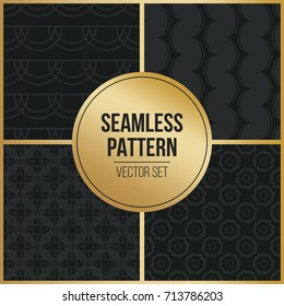 Abstract concept vector monochrome geometric pattern. Dark blue, gold minimal background. Creative illustration template. Seamless stylish texture. For wallpaper, surface, web design, textile, decor