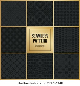 Abstract concept vector monochrome geometric pattern. Dark blue, gold minimal background. Creative illustration template. Seamless stylish texture. For wallpaper, surface, web design, textile, decor
