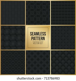 Abstract concept vector monochrome geometric pattern. Dark blue, gold minimal background. Creative illustration template. Seamless stylish texture. For wallpaper, surface, web design, textile, decor