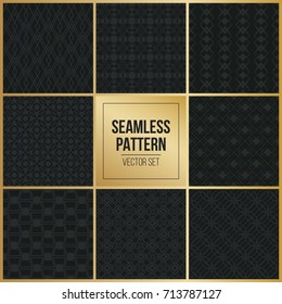 Abstract concept vector monochrome geometric pattern. Dark blue, gold minimal background. Creative illustration template. Seamless stylish texture. For wallpaper, surface, web design, textile, decor