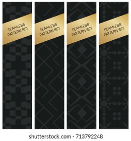 Abstract concept vector monochrome geometric pattern. Dark blue, gold minimal background. Creative illustration template. Seamless stylish texture. For wallpaper, surface, web design, textile, decor